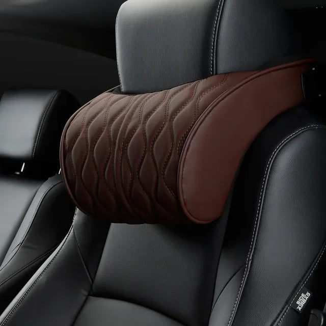 Car Neck Pillow PU Leather Lumbar Waist Support For Seat Memory Backrest Headrest Cushion Auto Gadget Accesories Interior
