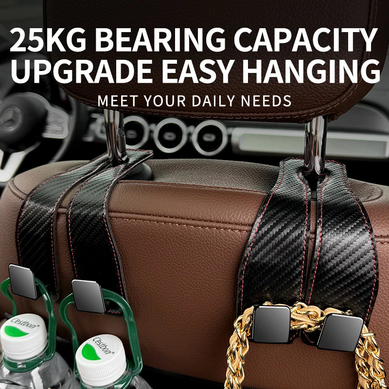 Leather Metal Hook Car Seat Back Organizer Hooks For Car Interior Accessories Bag Hanger Hook Phone Holder Single/Double Hook