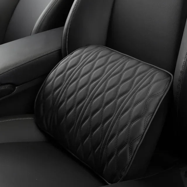 Car Neck Pillow PU Leather Lumbar Waist Support For Seat Memory Backrest Headrest Cushion Auto Gadget Accesories Interior