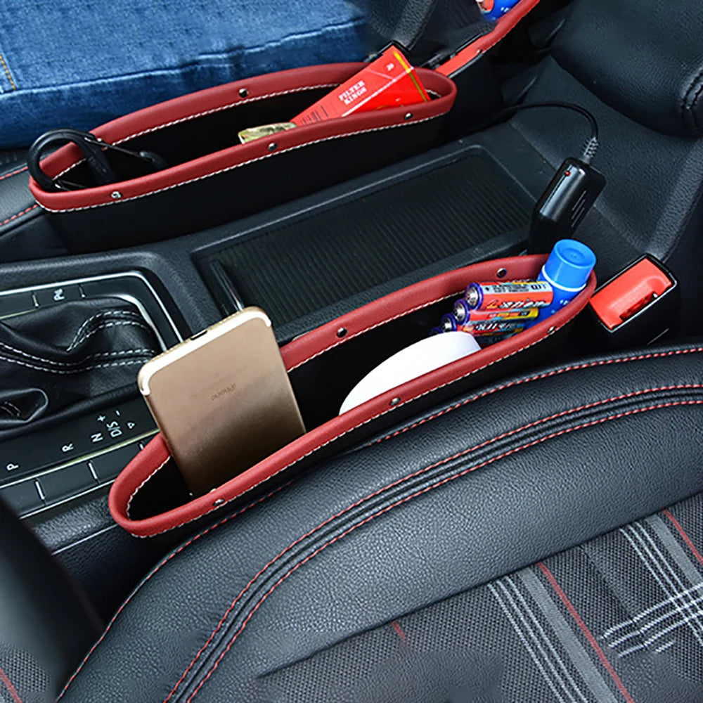 Car Seat Slit Gap Organizer Storage Pocket Multifunctional Driver Seat Catcher Cup Holder Car bag Car Accessories PU Leather