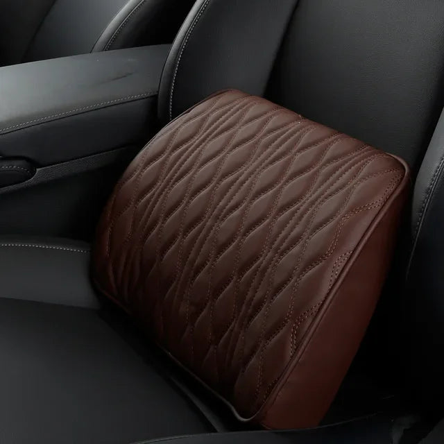 Car Neck Pillow PU Leather Lumbar Waist Support For Seat Memory Backrest Headrest Cushion Auto Gadget Accesories Interior