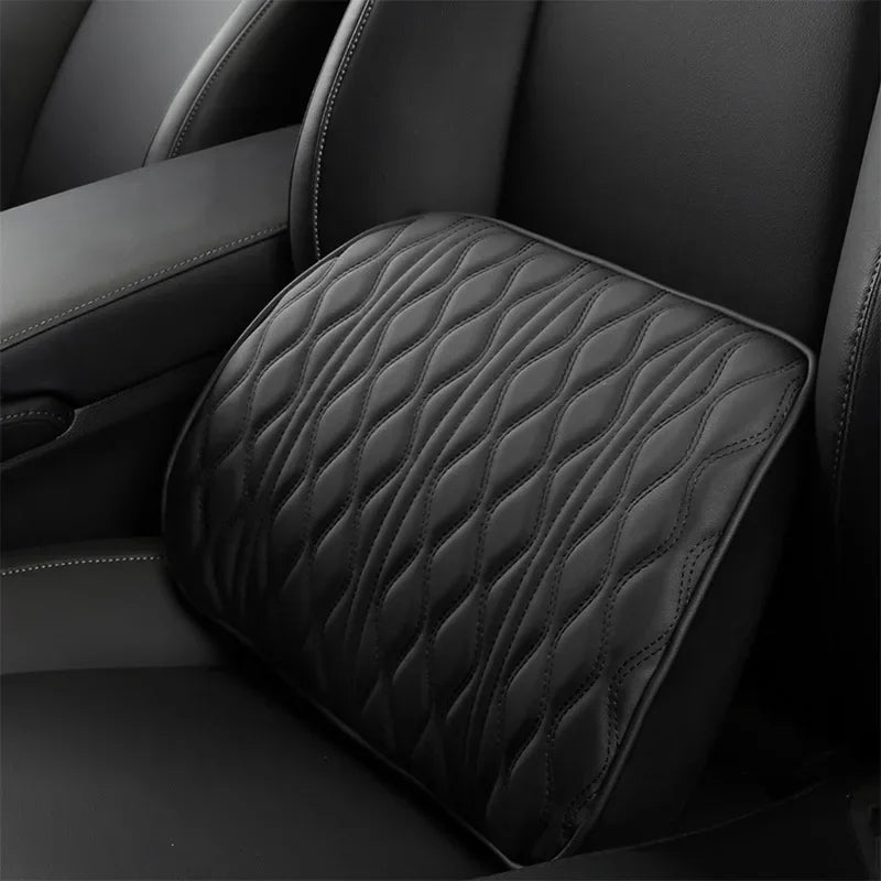 Car Neck Pillow PU Leather Lumbar Waist Support For Seat Memory Backrest Headrest Cushion Auto Gadget Accesories Interior