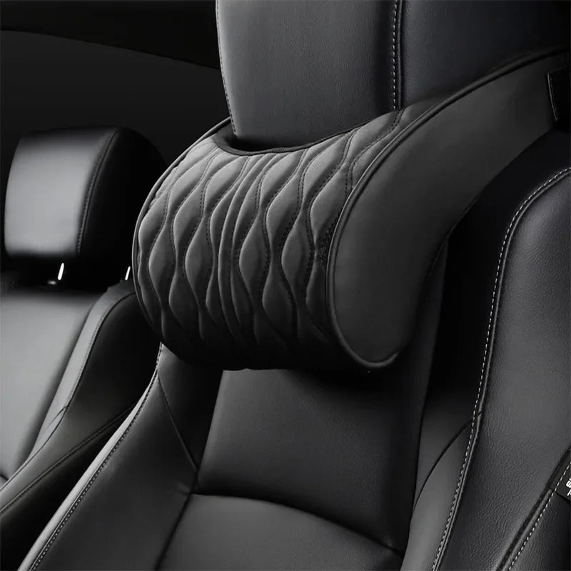 Car Neck Pillow PU Leather Lumbar Waist Support For Seat Memory Backrest Headrest Cushion Auto Gadget Accesories Interior