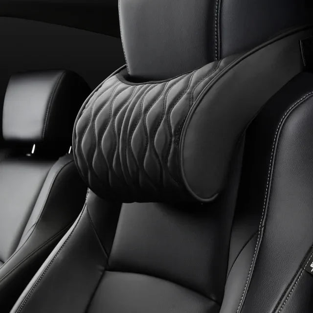 Car Neck Pillow PU Leather Lumbar Waist Support For Seat Memory Backrest Headrest Cushion Auto Gadget Accesories Interior